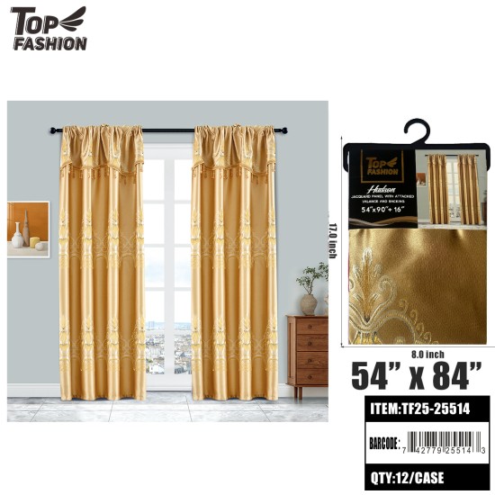 HUDSON BLACKOUT CURTAIN WITH VALANCE-GOLD 90 12PC/CS