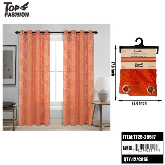 CARTER SHEER VOILE CURTAIN 90 ORANGE FLORAL 24PC/CS