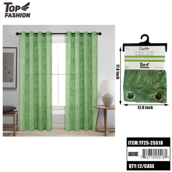 CARTER SHEER VOILE CURTAIN 90GREEN FLORAL 24PC/CS