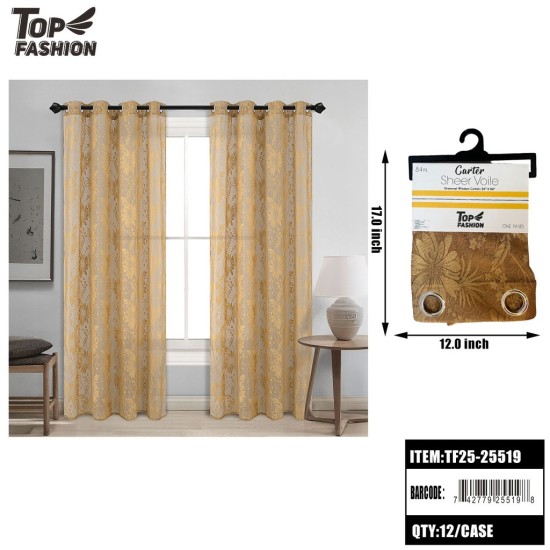 CARTER SHEER VOILE CURTAIN 90BROWN FLORAL 24PC/CS
