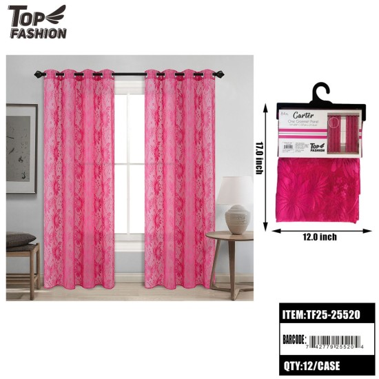 CARTER SHEER VOILE CURTAIN 90ROSE PINK FLORAL 24PC/CS