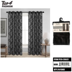 CARTER SHEER VOILE CURTAIN 90 BLACK FLORAL 24PC/CS
