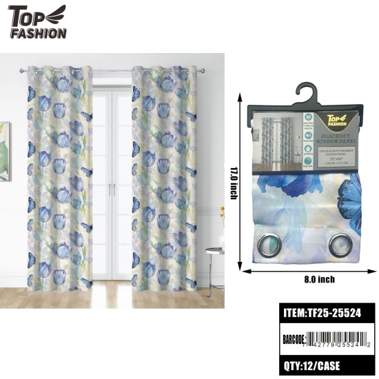 BUTTERFLY PRINT BLACKOUT WINDOW CURTAIN PANEL 12PC/CS