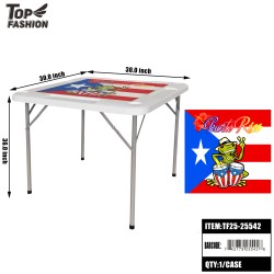 30X 30 PUERTO RICO PRINT FOLDING TABLE-WHITE TOP 1PC/CS