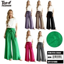 WOMEN HIGH-WAIST FLOWY WIDE-LEG PANT 6COLOR 12PC/6BG/72PC/CS