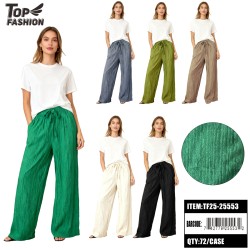 WOMENS HIGH-WAIST PLEATED FLOWY WIDE-LEG PANTS 12PC/6BG/72PC