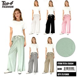 WOMENS HIGH-WAIST PLEATED WIDE-LEG PANTS 12PC/6BG/72PC/CS
