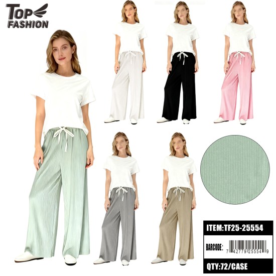 WOMENS HIGH-WAIST PLEATED WIDE-LEG PANTS 12PC/6BG/72PC/CS