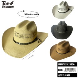 WESTERN STYLE STRAW COWBOY HAT (UNISEX) 4COLORS 12PC/CS