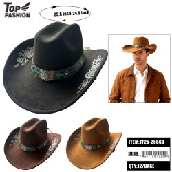 WESTERN COWBOY HAT WITH EMBROIDERED BRIM 12PC/CS