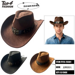 COWBOY HAT WITH METAL DECORATIVE BAND 3COLOR 12PC/CS