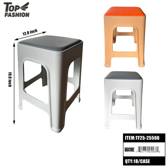 CUSHION TOP PLASTIC STOOL 3COLOR 18PC/CS