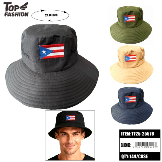 PUERTO RICO FLAG 4COLORS BUCKET HAT 12PC/12BG/144PC/CS