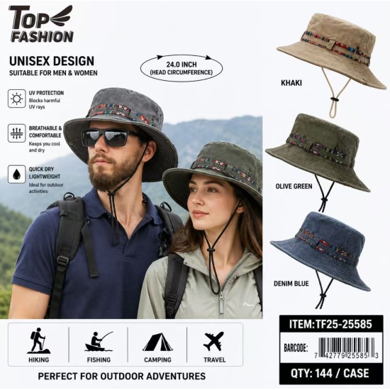 4COLORS OUTDOOR BUCKET HAT 12PC/BG/144PC/CS
