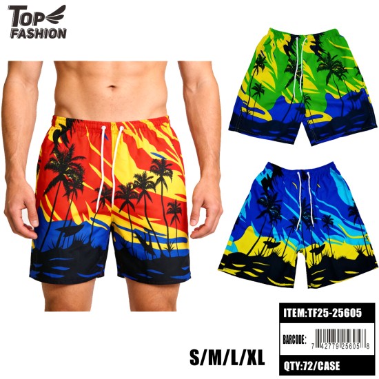 MEN PRINTED 3COLORS BEACH SHORTS 12PC/6BG/72PC/C