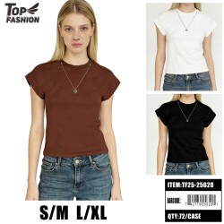 WOMEN 3 COLOR FITTED SHORT SLEEVE T-SHIRT 12PC/6BG/72PC/C