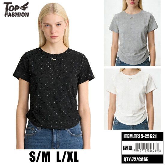 WOMEN POLKA DOT SHORT SLEEVE T-SHIRT S-XL 3COLOR 72PC/C