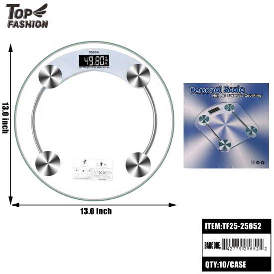 ROUND DIGITAL BODY WEIGHT SCALE 10PC/CS