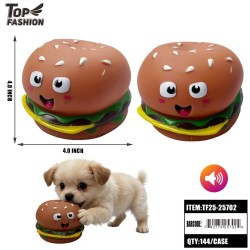 CUTE HAMBURGER-SHAPED PET SQUEAK TOY 12PC/12BG/144PC/CS