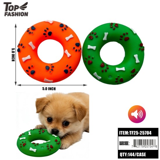 RING-SHAPED PET SQUEAK TOY 2CLR 12PC/12BG/144PC/CS