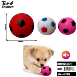 SOCCER BALL-SHAPED PET SQUEAK TOY 3CLR 12PC/12BG/144PC/CS