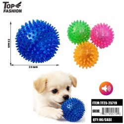 SPIKY PET SQUEAK BALL TOY 4CLR 12PC/8BG/96PC/CS