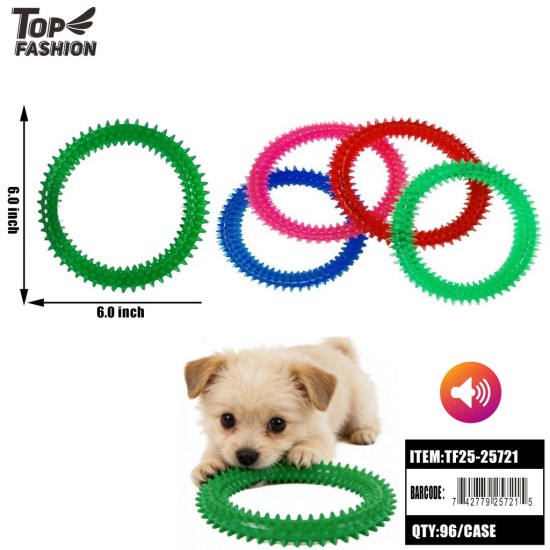 SOFT SPIKY RING PET DENTAL CHEW TOY 4CLR 12PC/8BG/96PC/CS