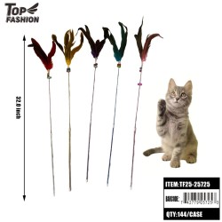FEATHER CAT TEASER WAND TOY 5CLR 12PC/60BG/720PC/CS