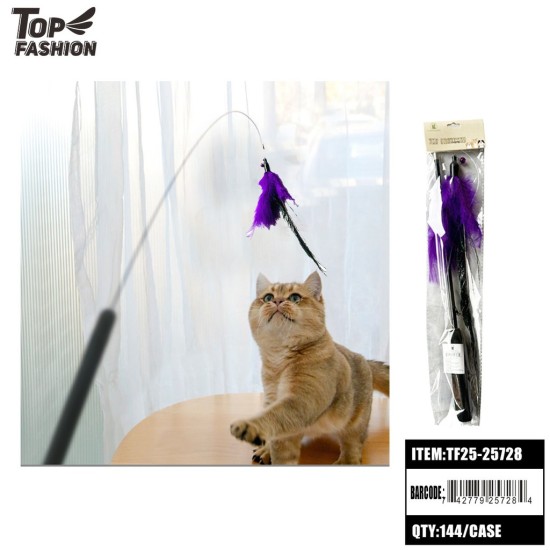 CAT TEASER WAND TOY WITH FEATHER 12PC/12BG/144PC/CS
