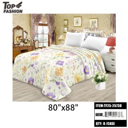 QUEEN SIZE FLOWER PRINT FLANNEL FLEECE BLANKET 8PC/CS