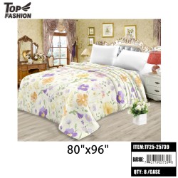KING SIZE FLOWER PRINT FLANNEL FLEECE BLANKET 8PC/CS