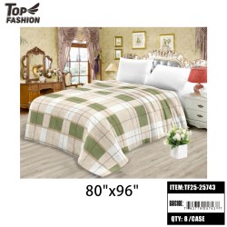 KING SIZE PLAID PRINT FLANNEL FLEECE BLANKET 8PC/CS