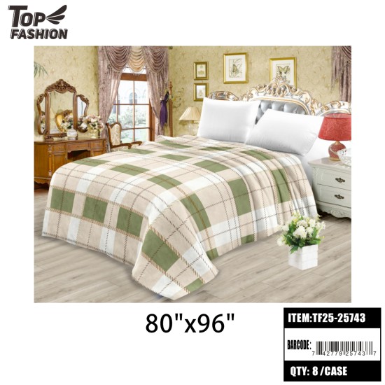 KING SIZE PLAID PRINT FLANNEL FLEECE BLANKET 8PC/CS