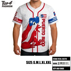 PUERTO RICO BUTTON BASEBALL JERSEY WHITE S-XL 60PC/CS