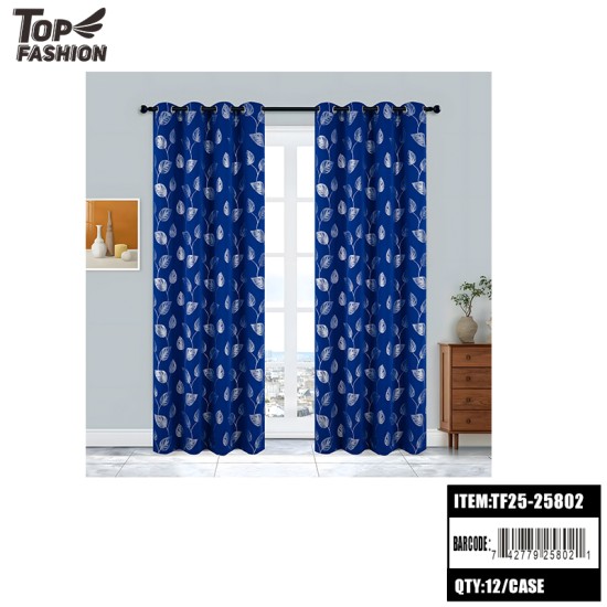 BLACKOUT CURTAIN 54"X84" BLUE LEAF PATTERN 12PC/CS