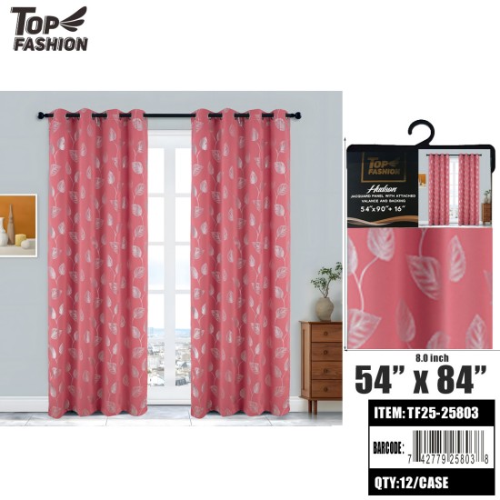 BLACKOUT CURTAIN 54"X84" PINK LEAF PATTERN 12PC/CS