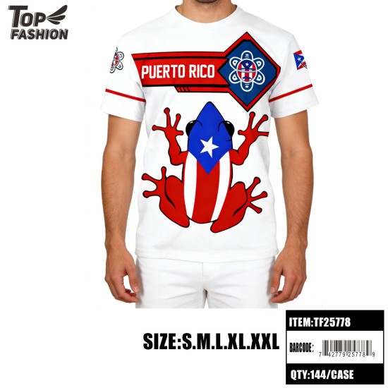 SPORTS T-SHIRT PUERTO RICO FROG CREW NECK S-XXL 144PC/CS