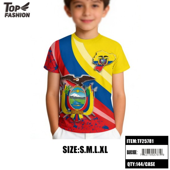 SPORTS T-SHIRT ECUADOR KIDS ROUND NECK 144PC/CS