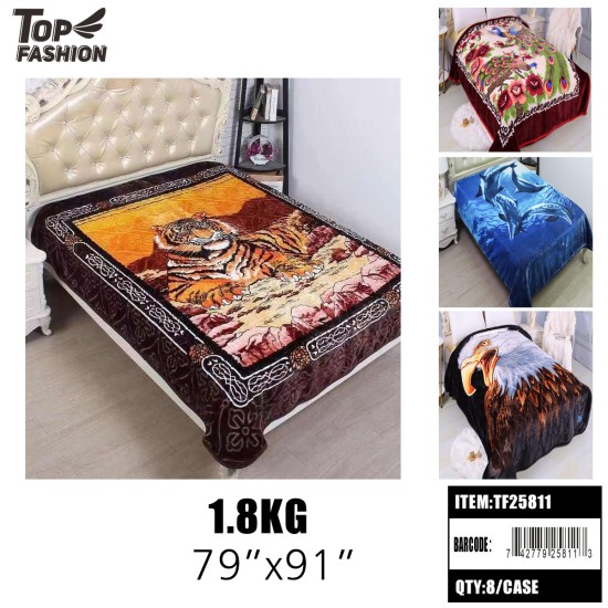 2KG QUEEN SIZE ANIMAL 1PLY BLANKET 8PC/CS