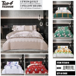 QUILT 2PC-SET TWIN SIZE PRINTED MIXED 6-COLOR 6PC/CS