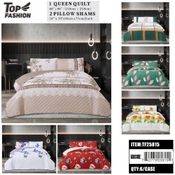 QUILT 3PC-SET QUEEN SIZE PRINTED MIXED 6-COLOR 6PC/CS