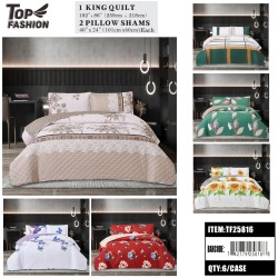 QUILT 3PC-SET KING SIZE PRINTED MIXED 6-COLOR 6PC/CS