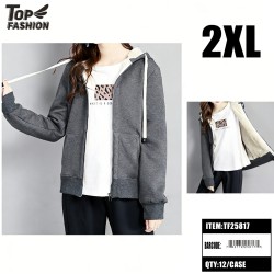 XXL SIZE DARK GREY SHERPA HOODED ZIP-UP JACKET 12PC/CS