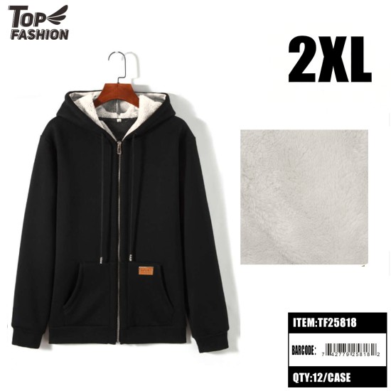 XXL SIZE BLACK SHERPA HOODED ZIP-UP JACKET 12PC/CS