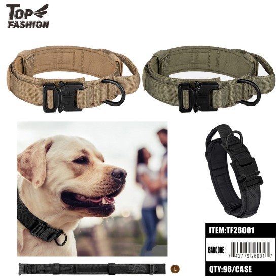 DOG COLLAR WITH HANDLE-SIZE L ASSORTED 3CLRS 12PC/8BG/96PC/CS