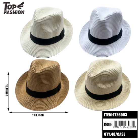 MENS FEDORA HAT-ASSORTED 4 COLORS 12PC/4BG/48PC/CS