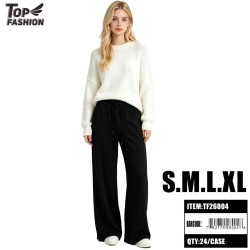 WOMENS CASUAL FLEECE PANTS BLACK 6PC/4BG/24PC/CS