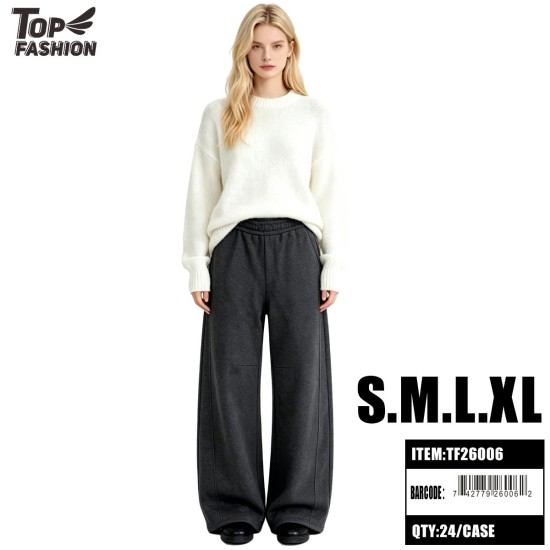WOMENS CASUAL FLEECE PANTS DARK GREY 6PC/4BG/24PC/CS