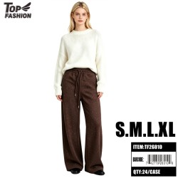 WOMENS LOOSE FIT CASUAL PANTS DARK BROWN 6PC/4BG/24PC/CS