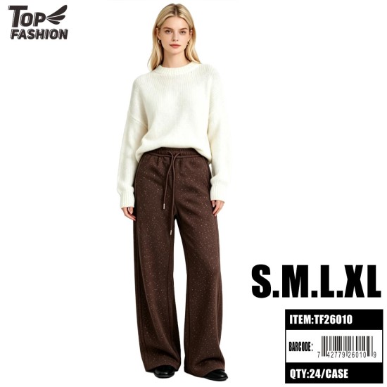 WOMENS LOOSE FIT CASUAL PANTS DARK BROWN 6PC/4BG/24PC/CS